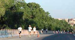 View of runners on Montano Bridge